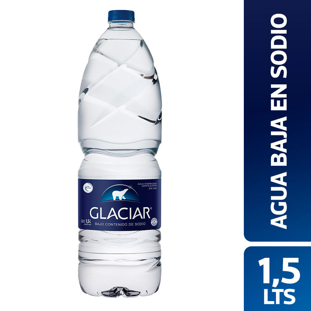 Agua mineralizada sin gas Glaciar bajo sodio 1,5 lts