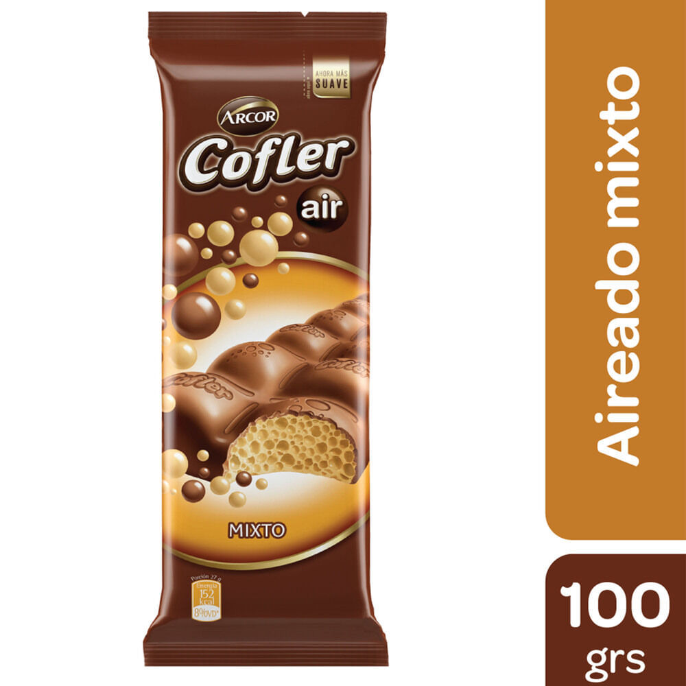 Tableta chocolate mixto aireado Cofler flow 100 g.