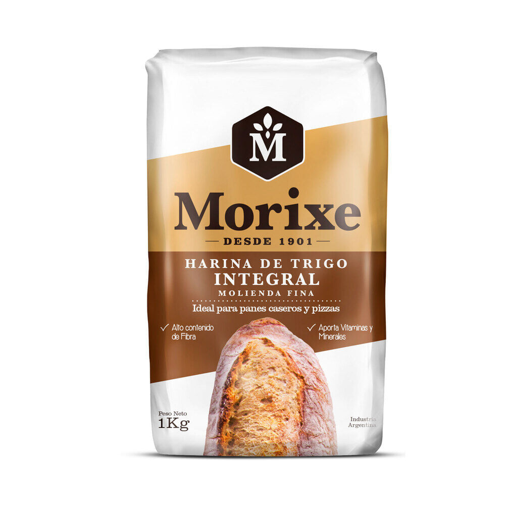 Harina de trigo integral Morixe 1 kg.