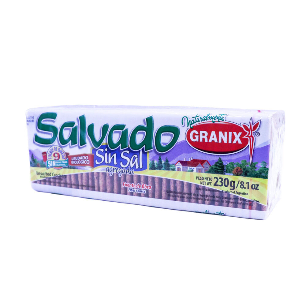 Galletitas crackers Granix salvado sin sal agregada 230 g.