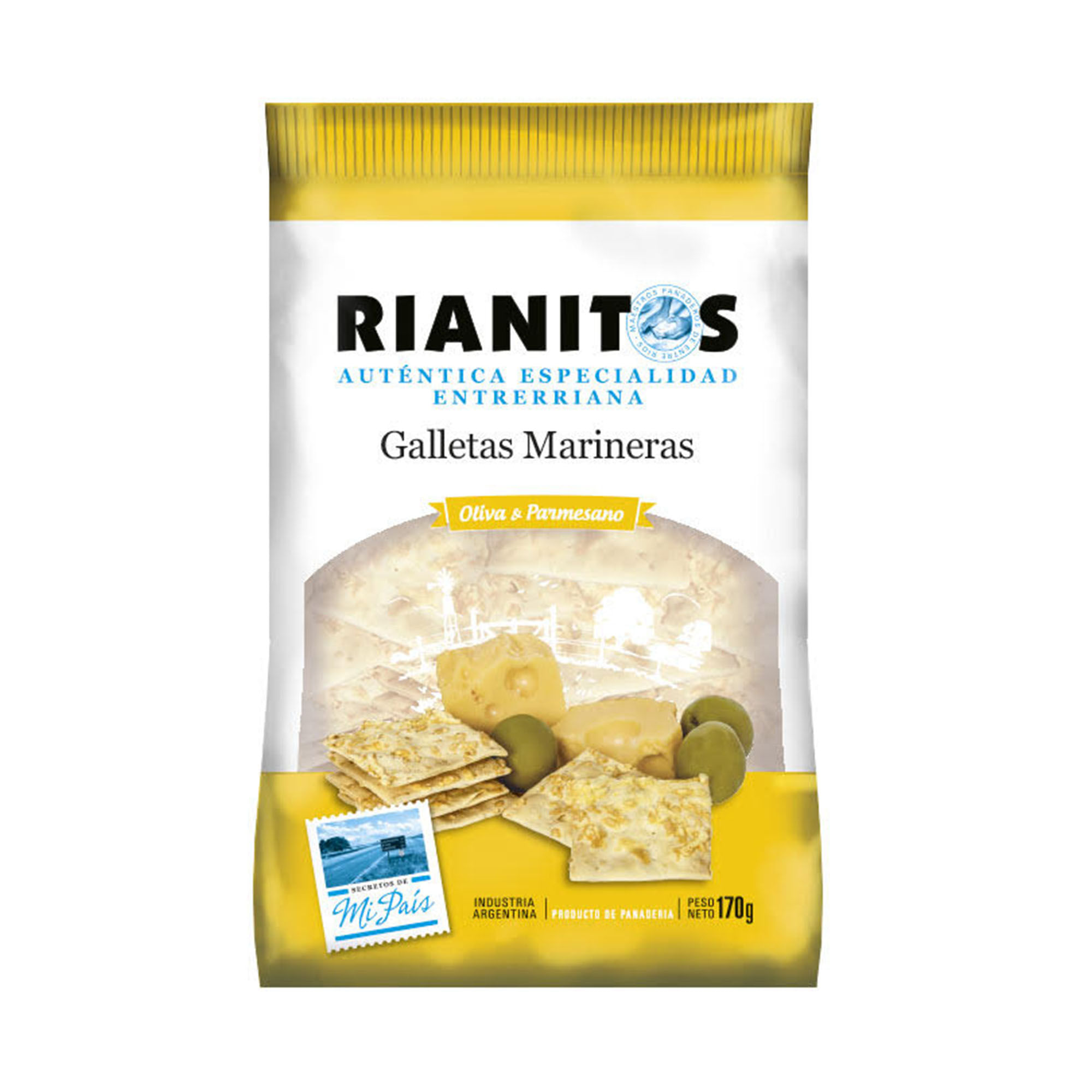 Galletas marineras Rianitos oliva y parmesano 170 g.