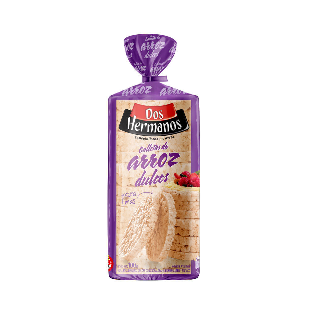 Galletas de arroz Dos Hermanos slim dulce 100 g.