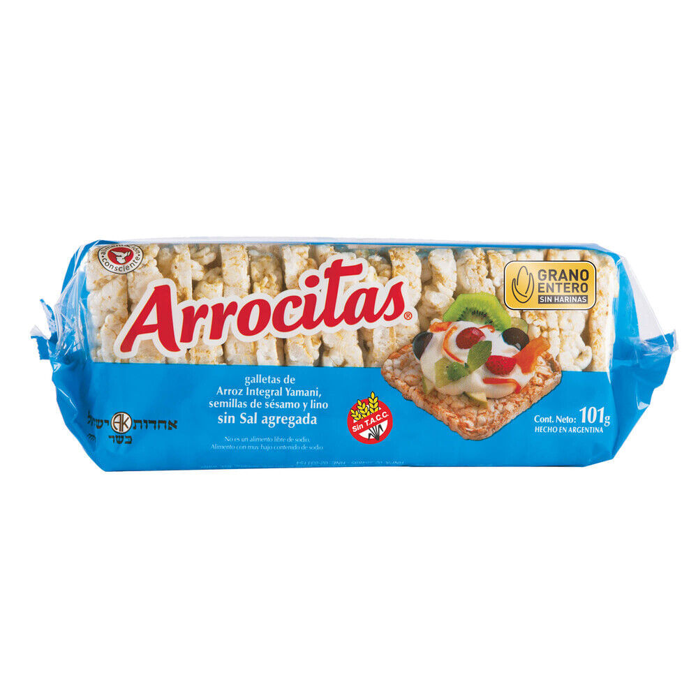 Galletas de arroz Arrocitas sésamo y lino sin sal 101 g.