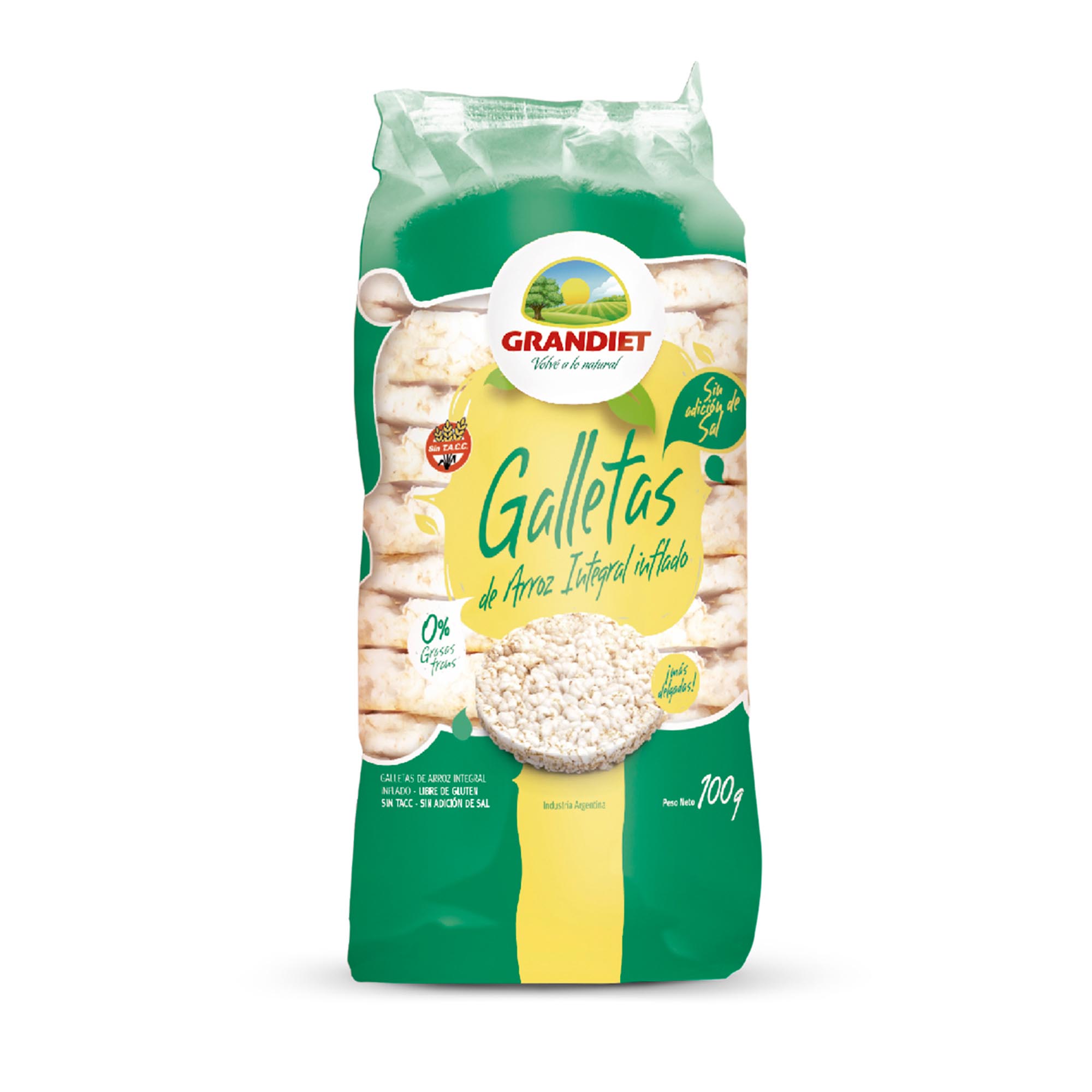 Galletas de arroz Grandiet sin sal 100 g.