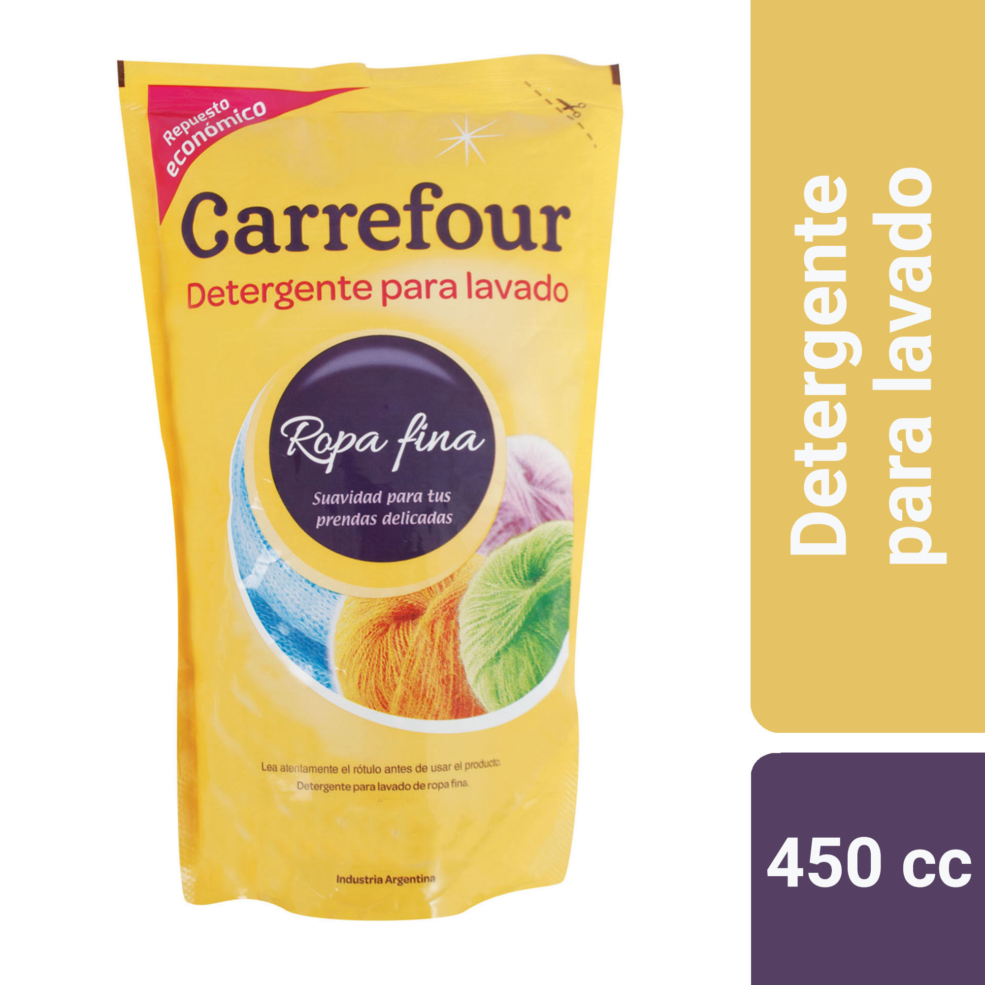 Jabón líquido para ropa Carrefour ropa fina 450 cc.
