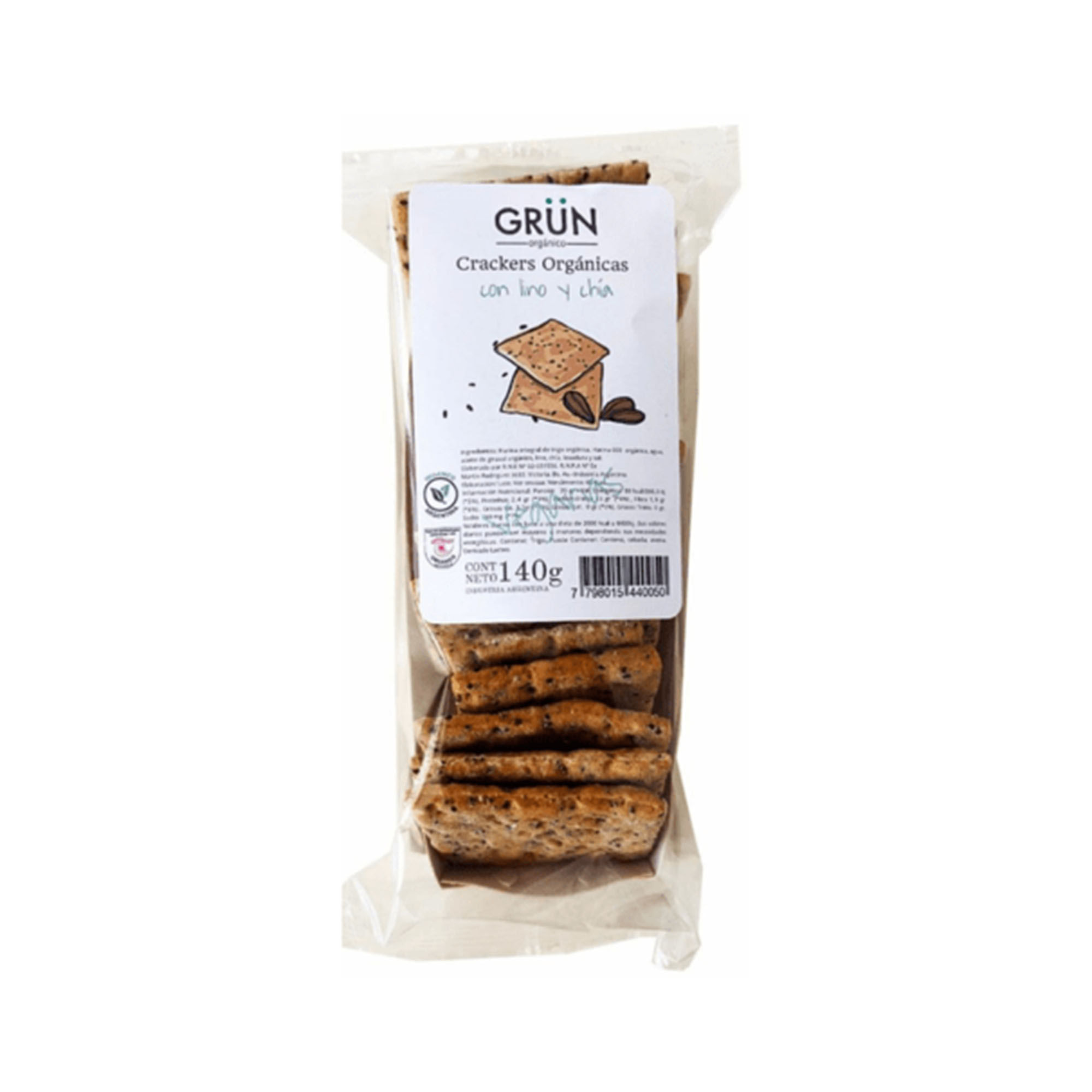 Galleta cracker Grun orgánica con liro y chía 140 g.