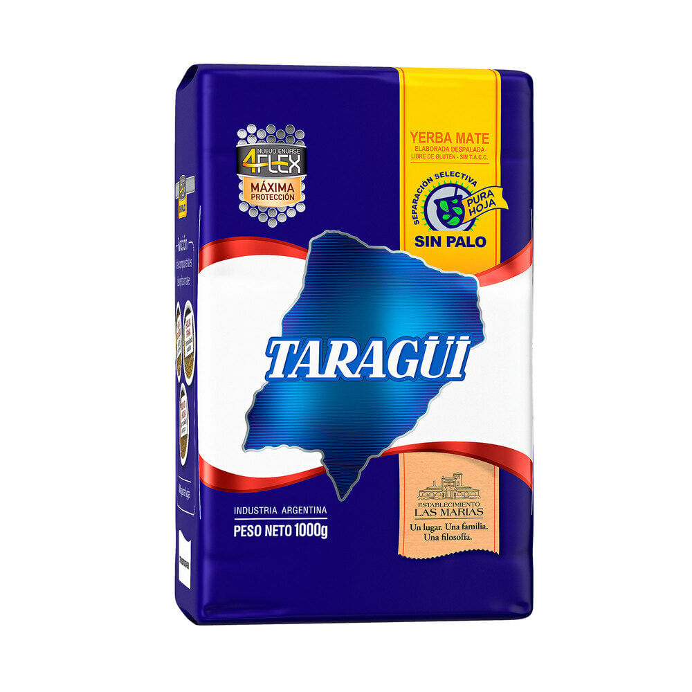 Yerba mate sin palo 4flex Taragüi 1 kg.