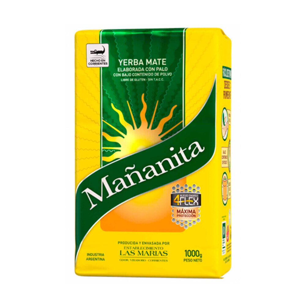 Yerba mate Mañanita bajo polvo 4flex 1 kg