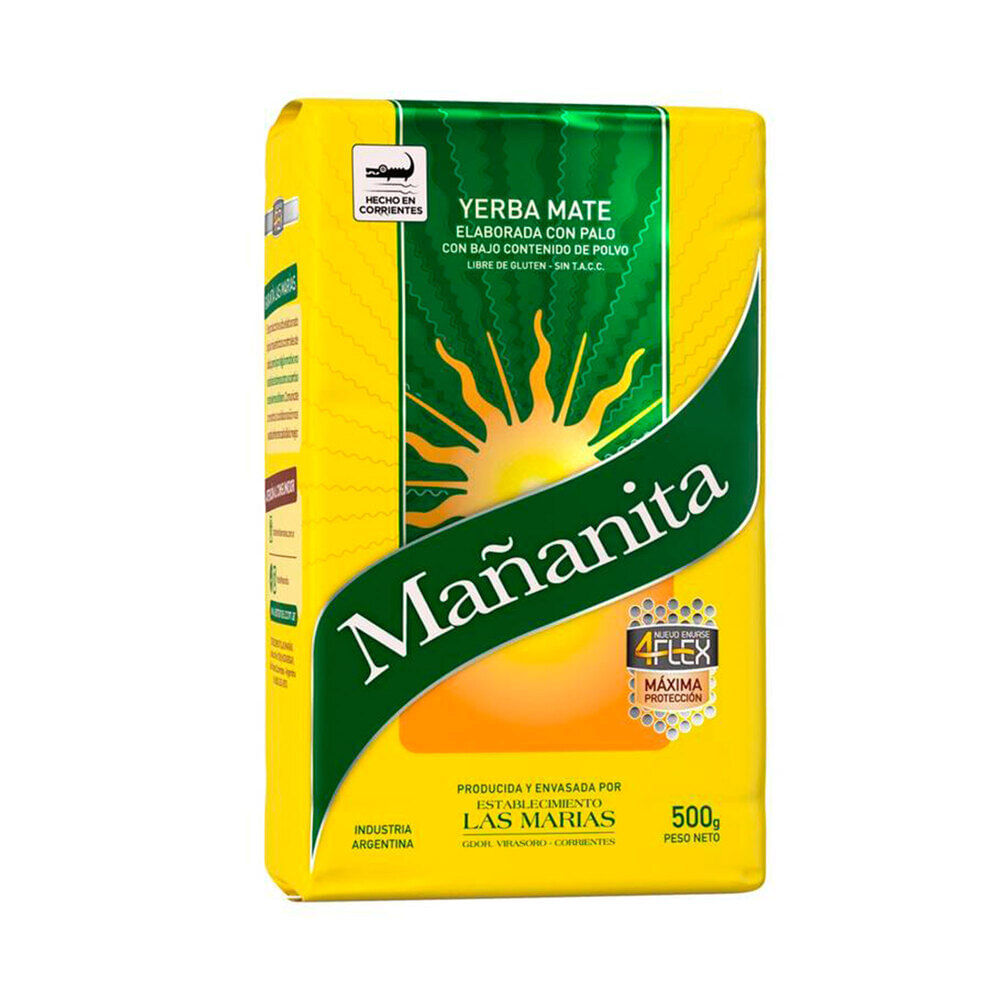 Yerba mate Mañanita bajo polvo 4flex 500 g