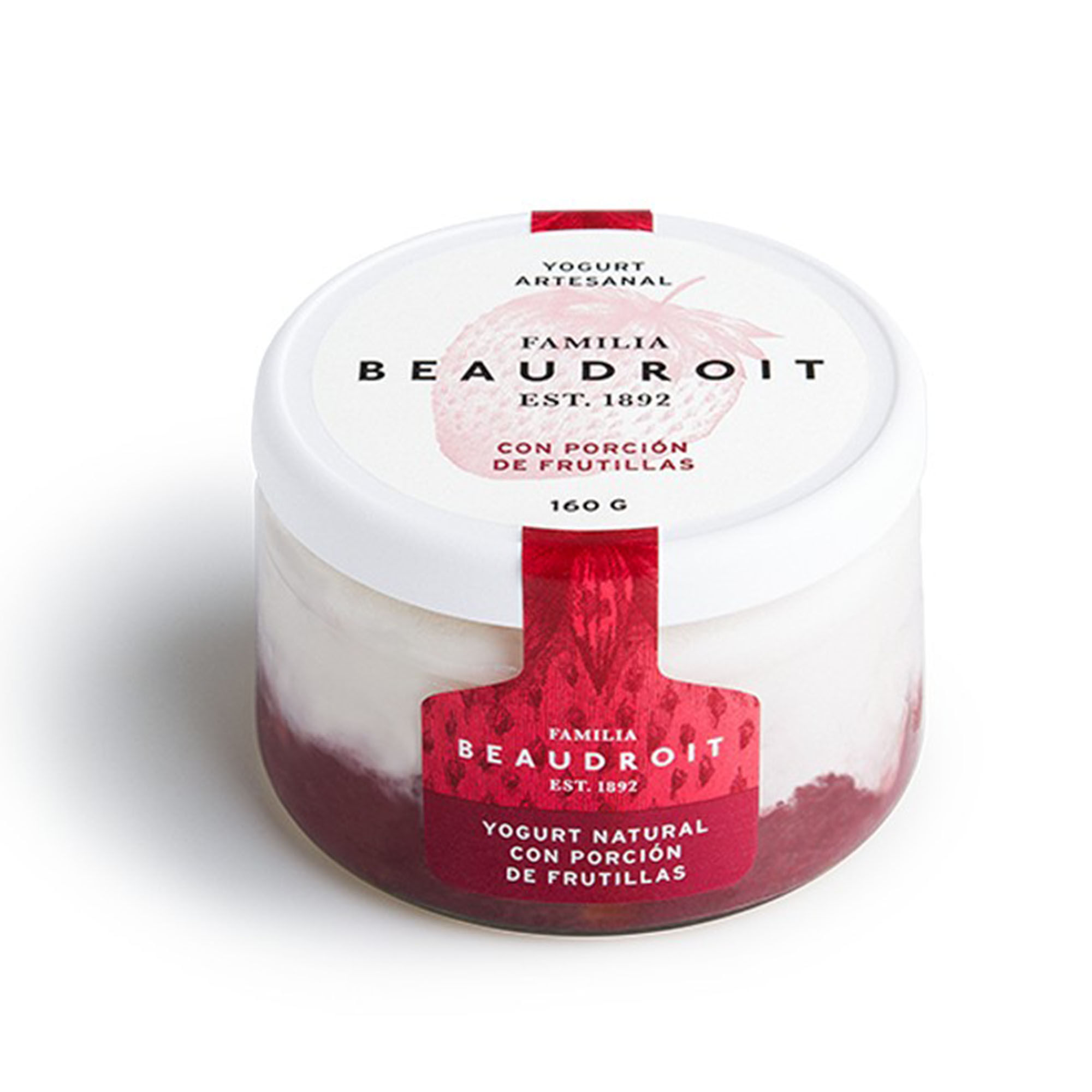 Yogur entero Familia Beaudroit artesanal frutilla 160 g.