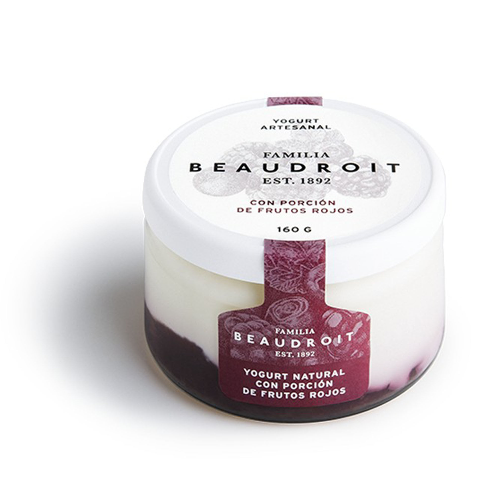 Yogur entero Familia Beaudroit artesanal frutos rojos 160 g.