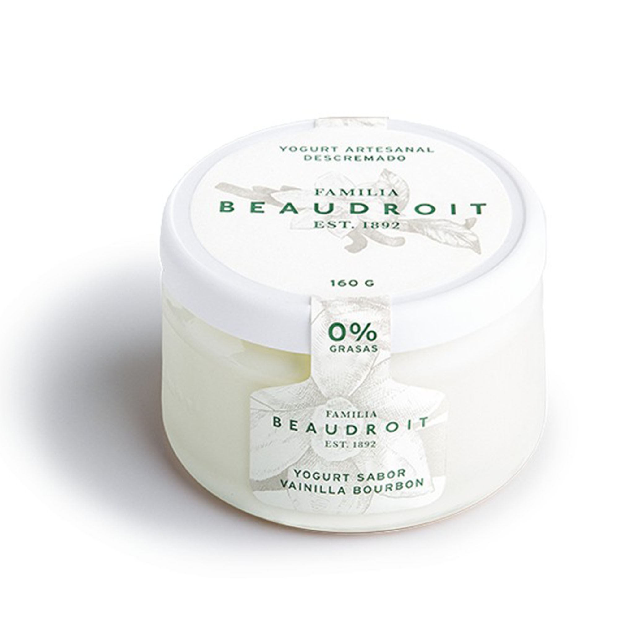 Yogur descremado Familia Beaudroit artesanal vainilla 160 g.