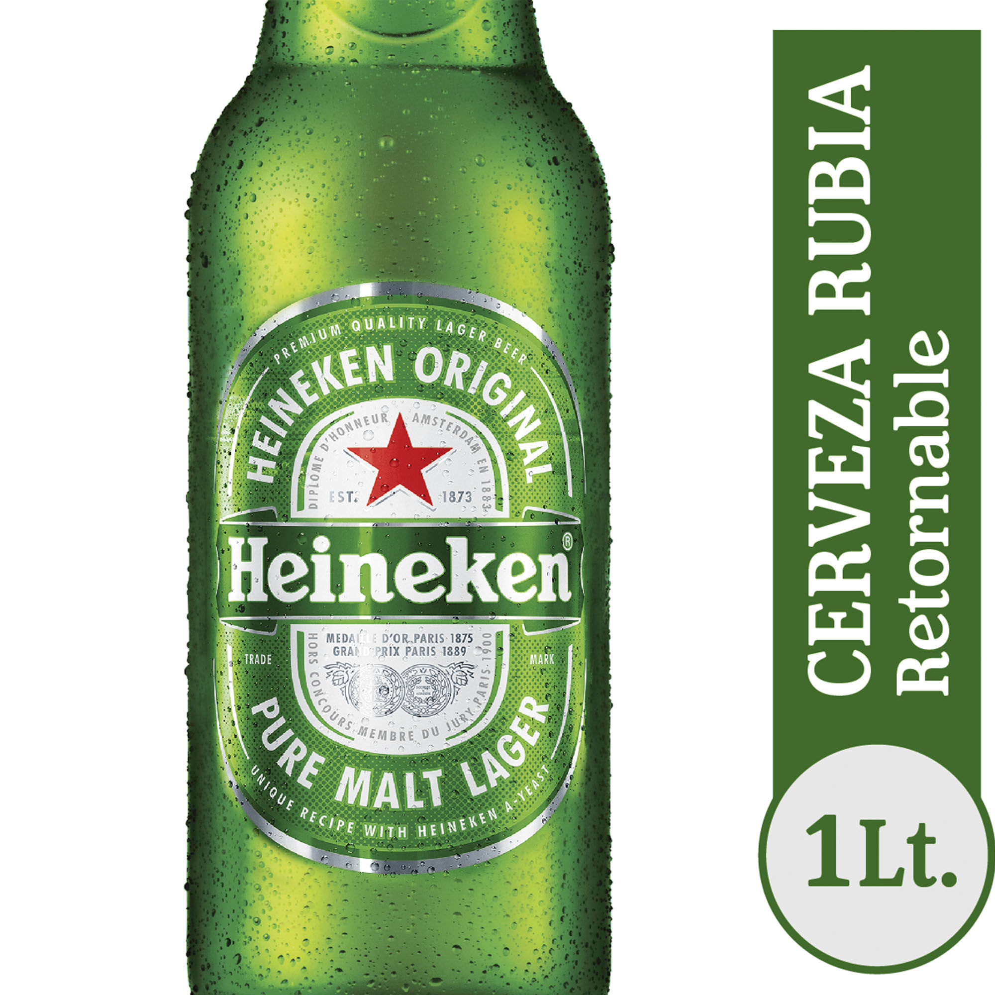 Cerveza rubia Heineken retornable 1 lt