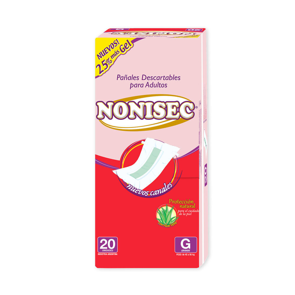 Pañales para adulto Nonisec con gel talle G 20 u.