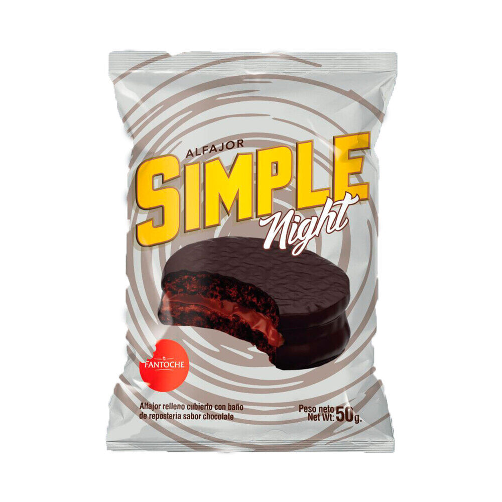 Alfajor Fantoche choco negro simple night 50 g.