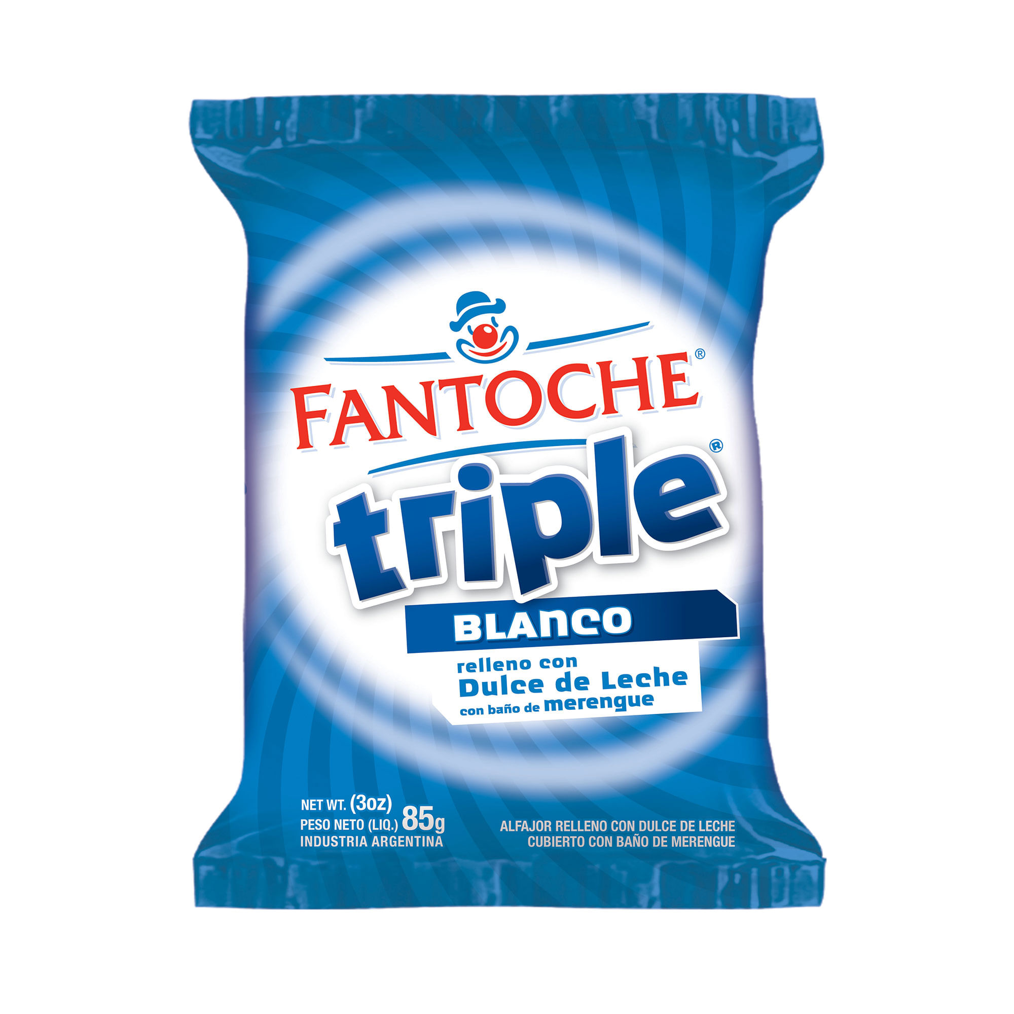 Alfajor Fantoche choco blanco triple 85 g.