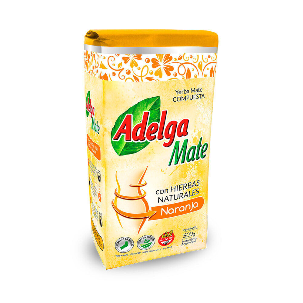 Yerba mate sabor naranja Adelgamate 500 g.