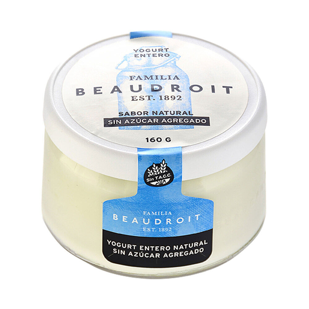 Yogur natural Beaudroit sin azúcar sin TACC 160 g.