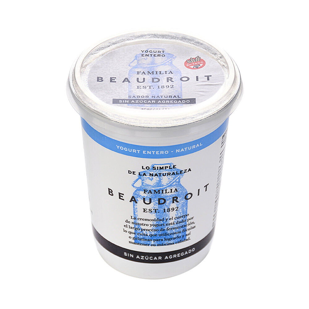 Yogur natural Beaudroit sin azúcar sin TACC 400 g.
