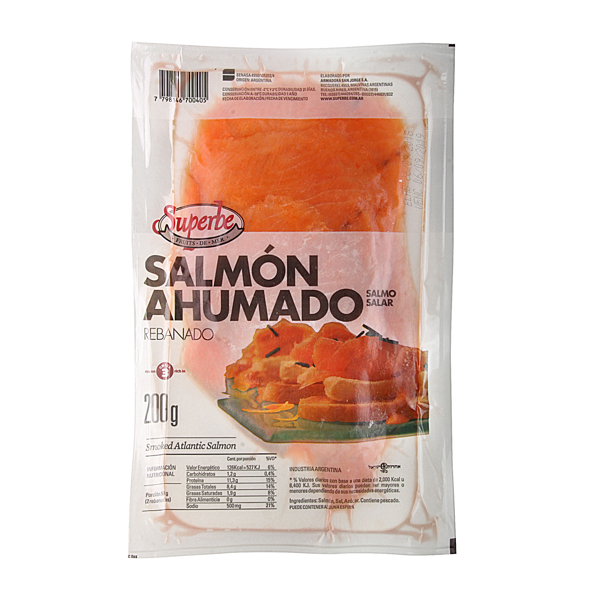 Salmón ahumado Superbe 200 g.
