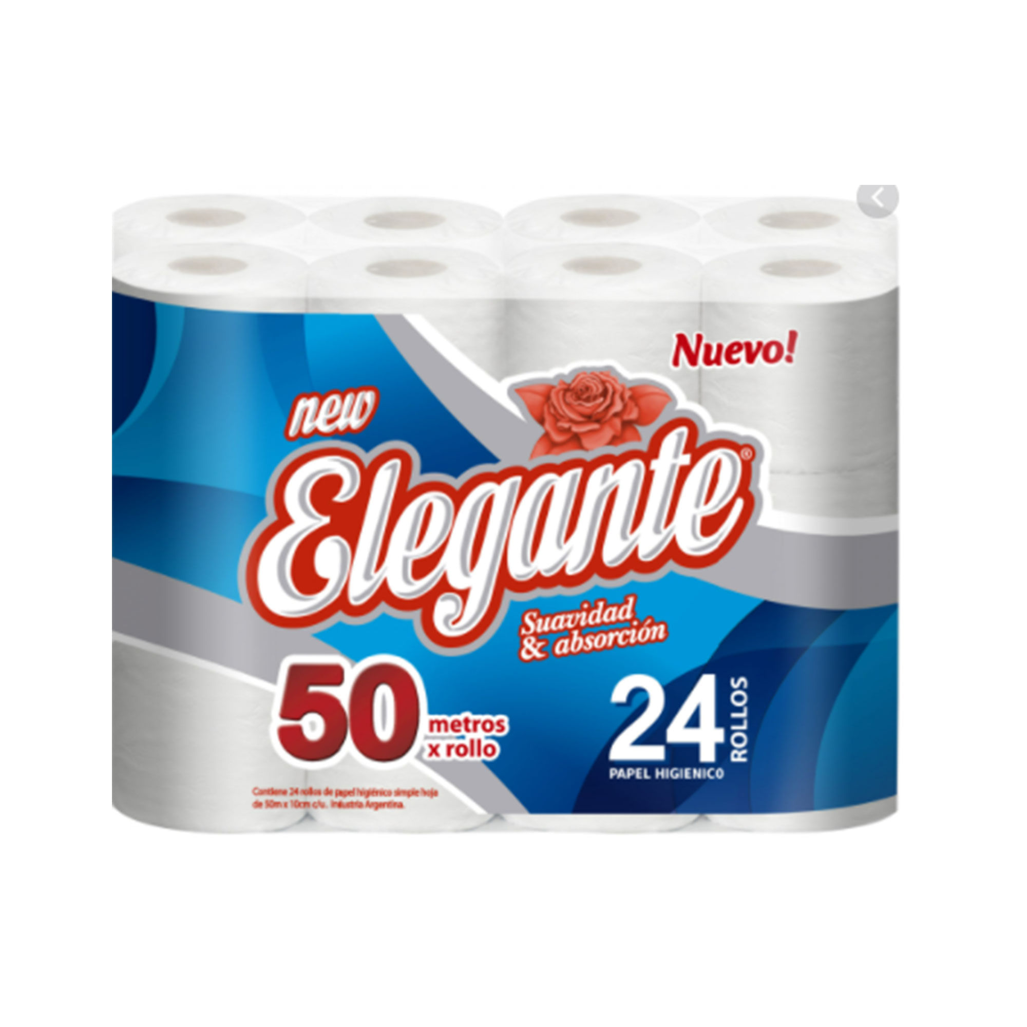 Papel higiénico hoja simple extra blanco Elegante 50 m. x 24 uni