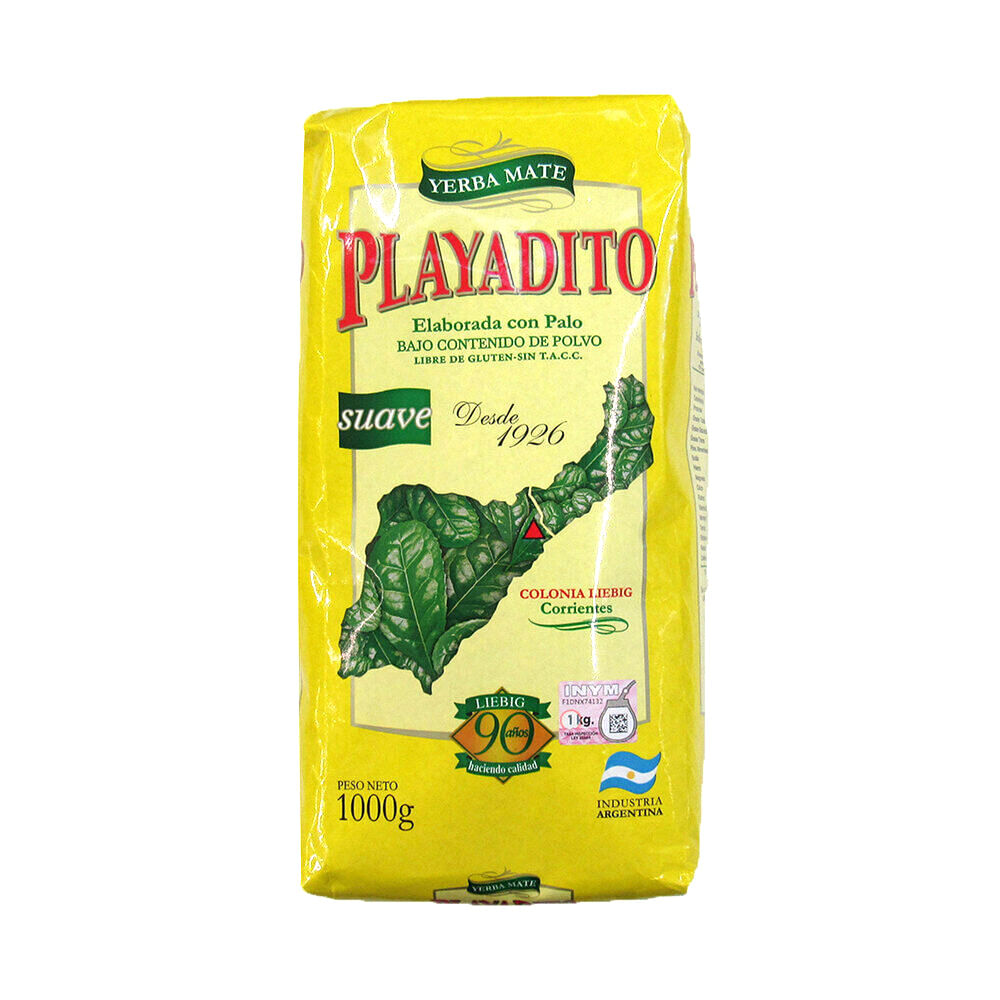 Yerba mate Playadito suave con palo 1 kg.