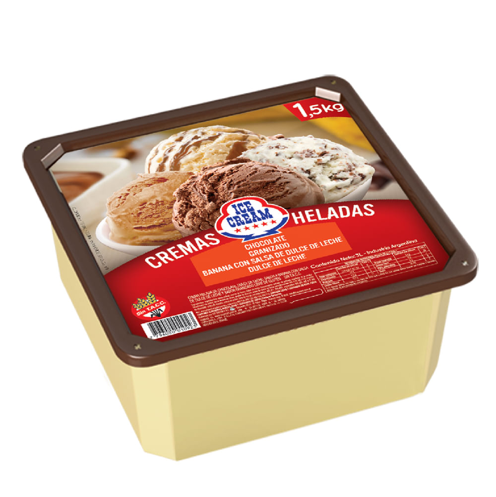 Helado Ice Cream con salsa de dulce de leche 1.5 kg.