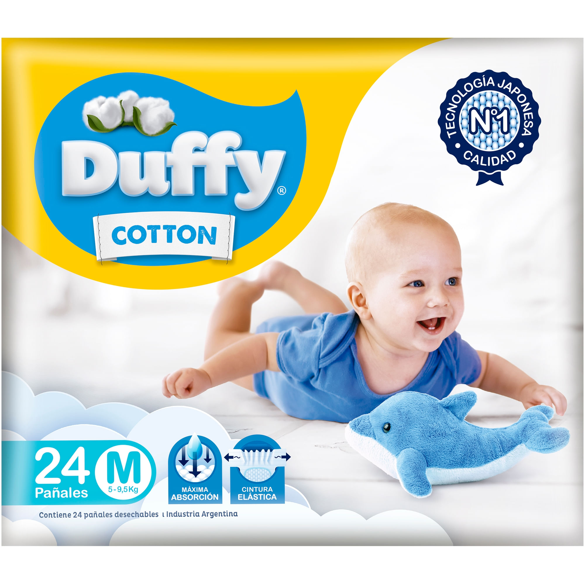 Pañales Duffy talle M cotton megapack x 24 uni