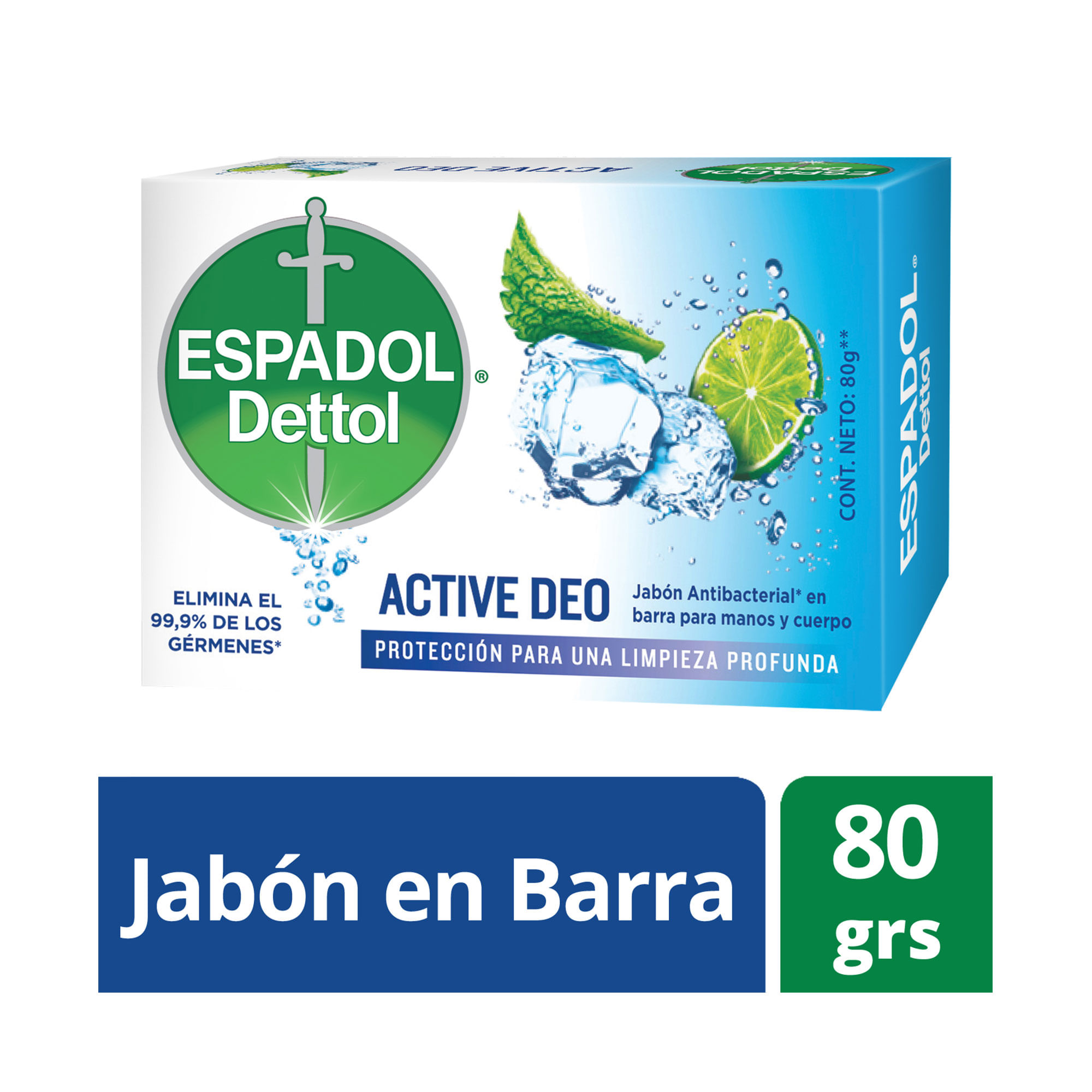 Jabón antibacterial active deo Espadol 80 g.