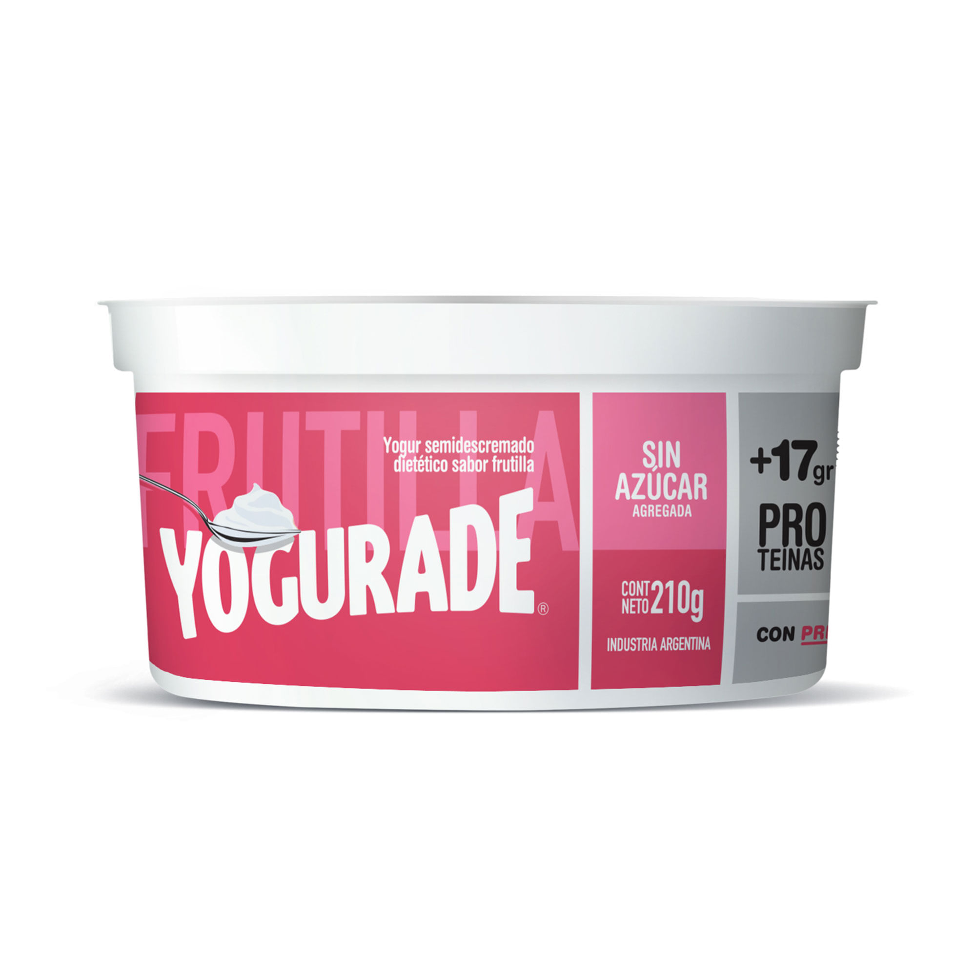 Yogur semidescremado Yogurade batido frutilla 210 g.