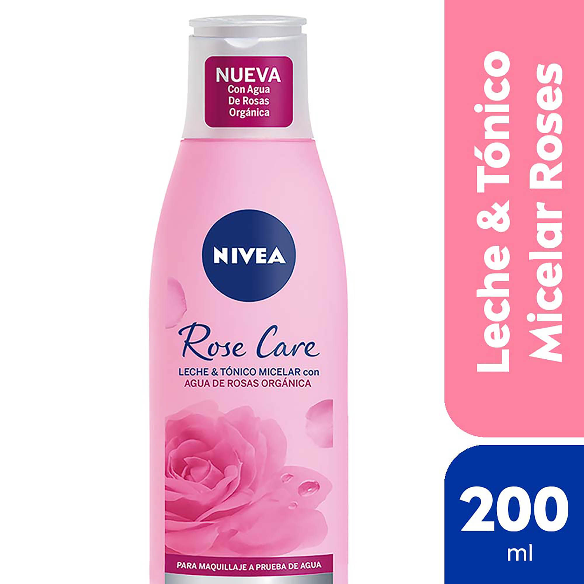 Leche y tónico micelar 2 en 1 Nivea rose care para todo tipo de piel 200 ml.