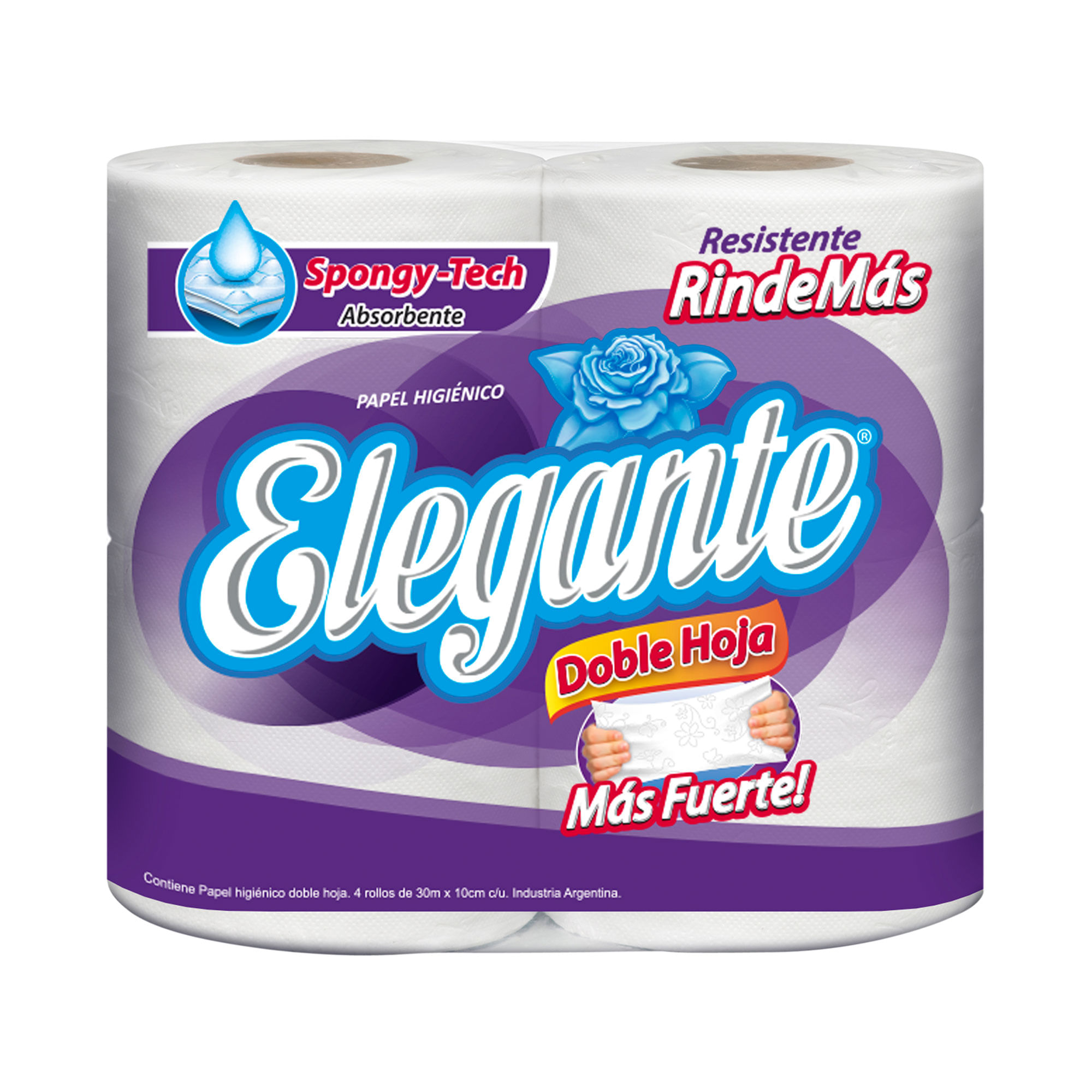 Papel higiénico Elegante hoja doble rindemas 30 mts. x 4 uni