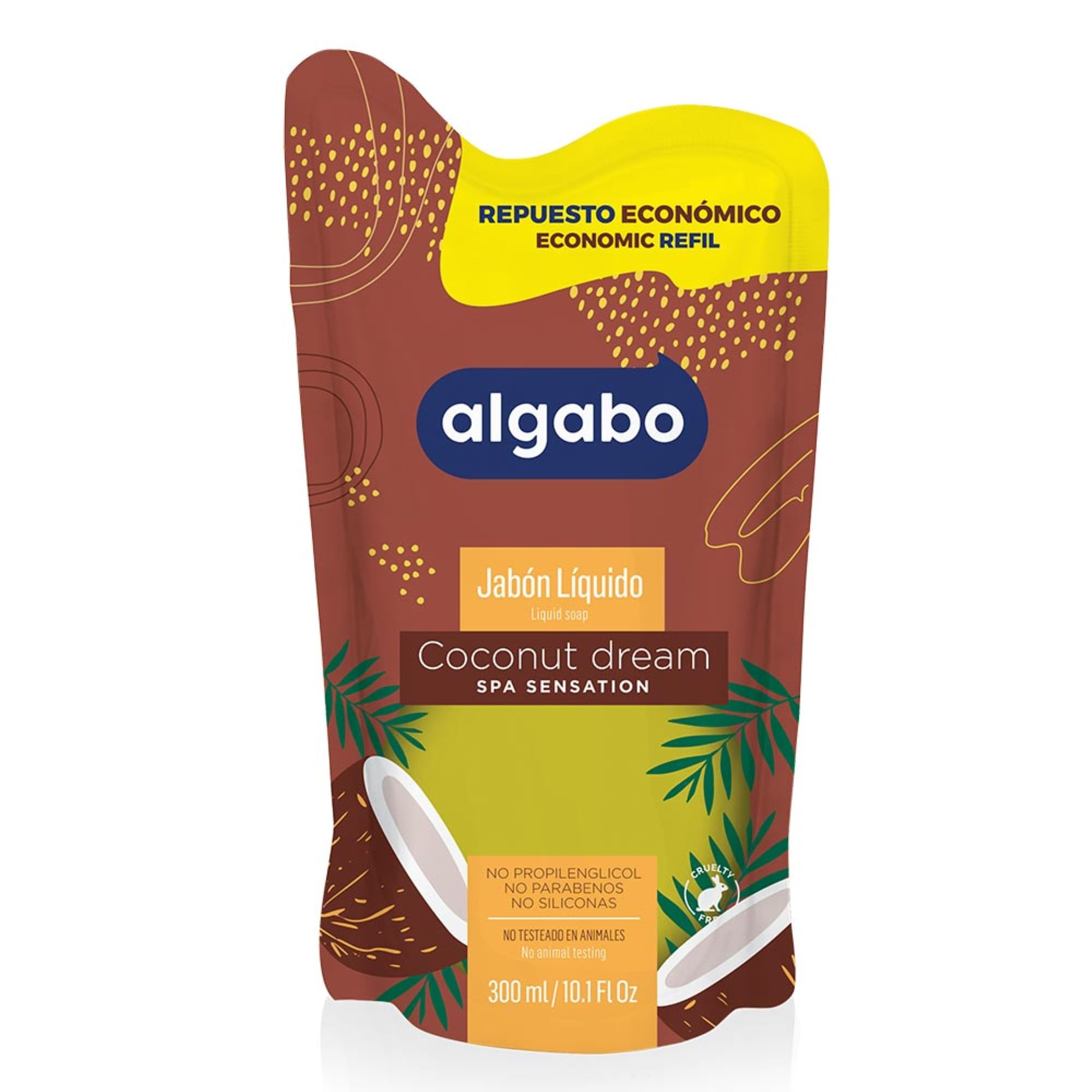 Jabón líquido Algabo coco y vainilla repuesto 300 cc.