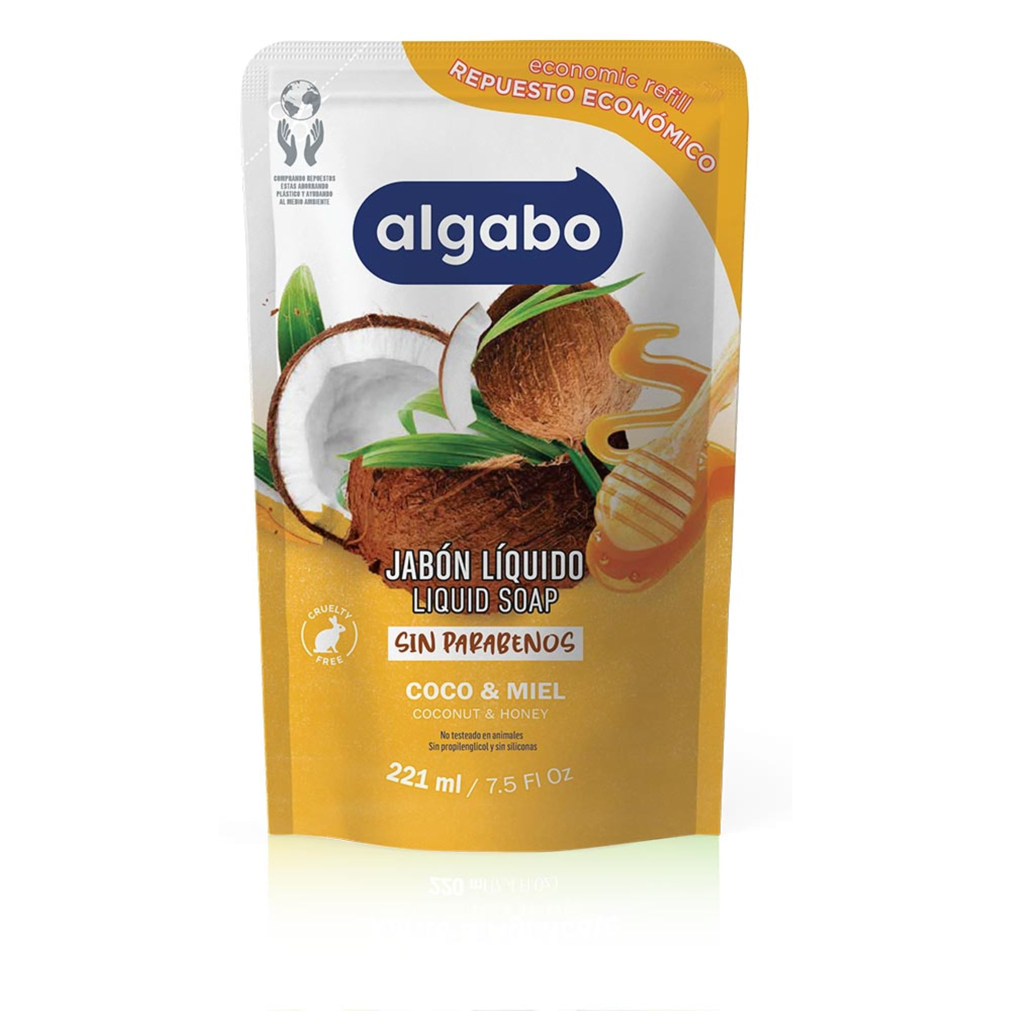 Jabón liquido Algabo coco y miel 220 cc.