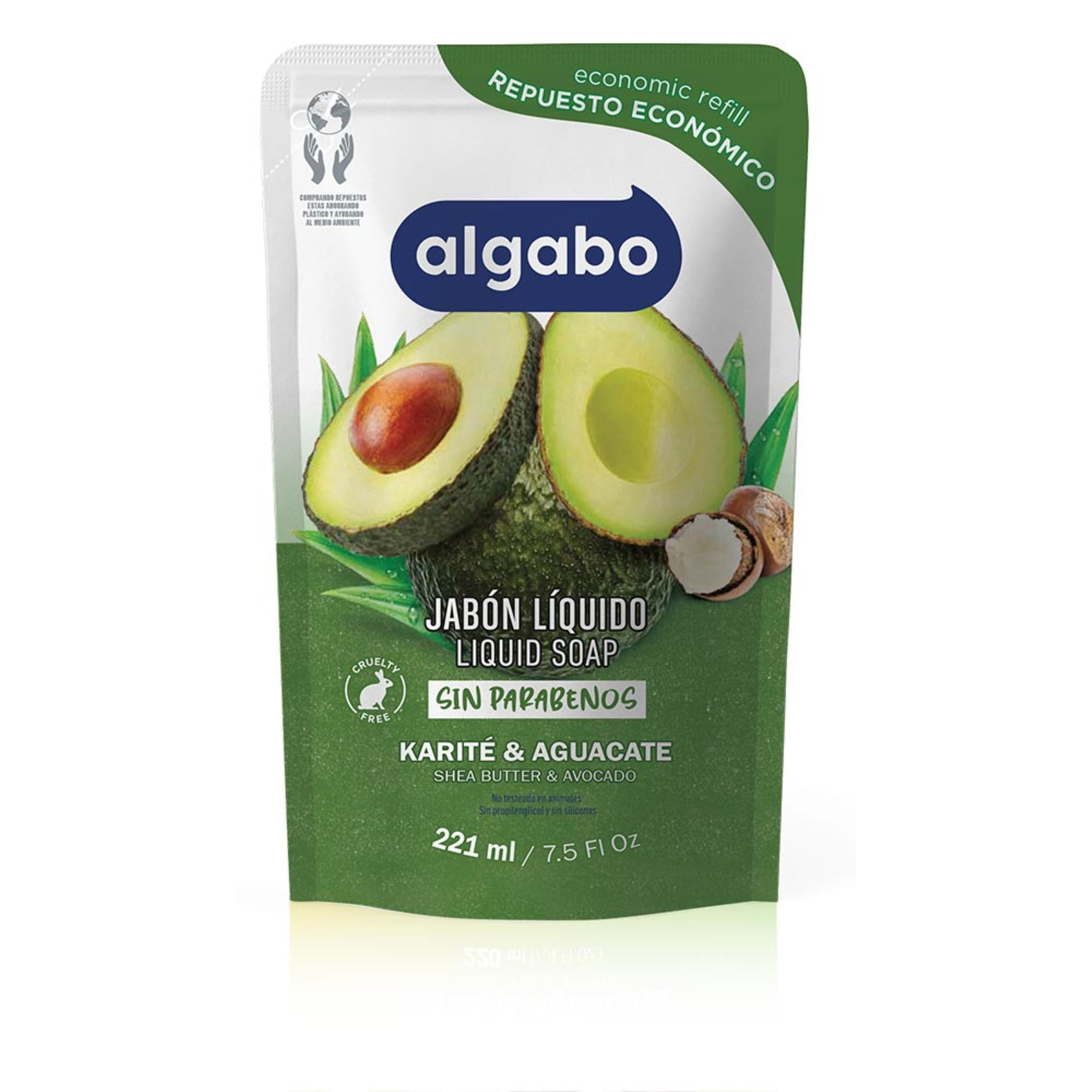 Jabón liquido Algabo karite y aguacate 220 cc.