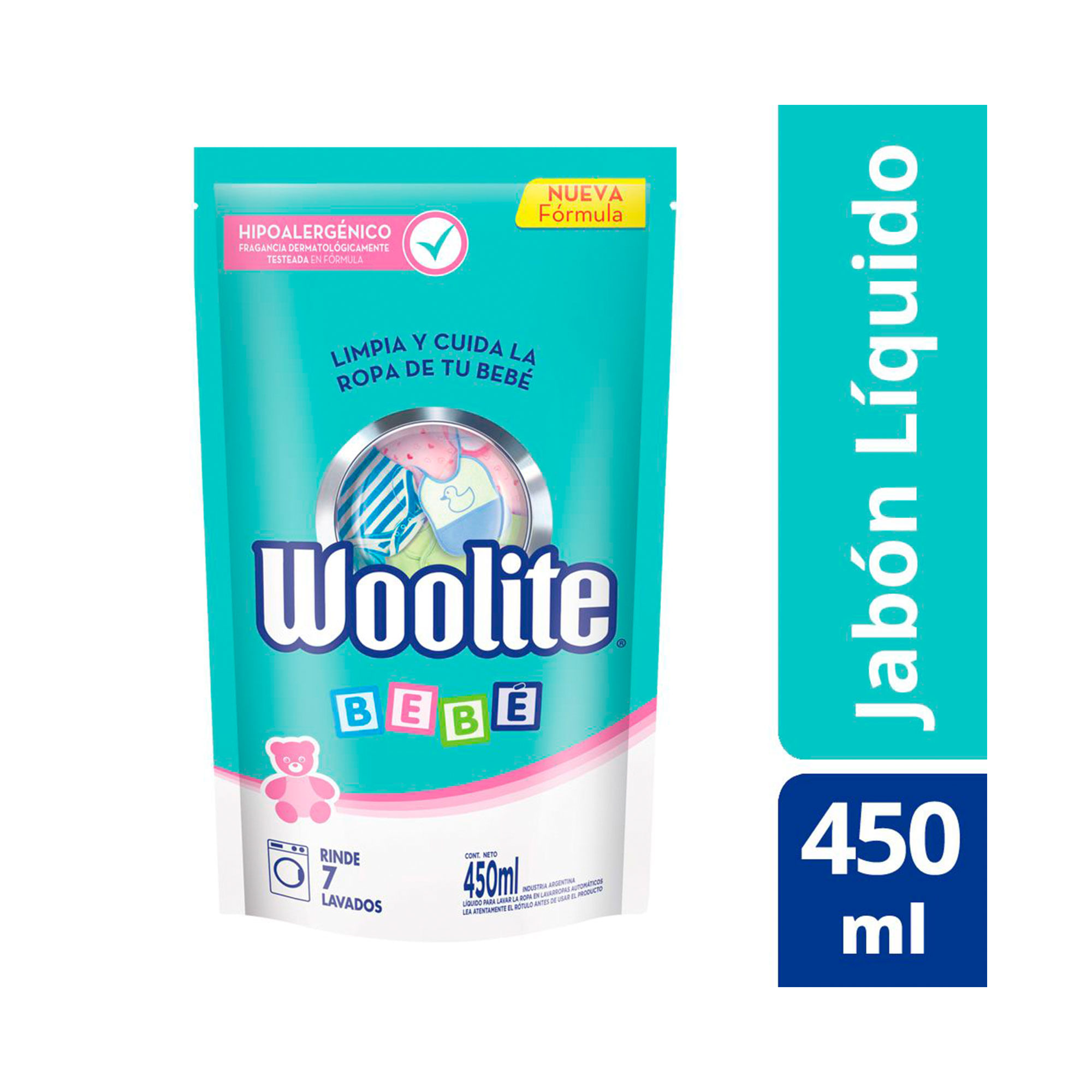Jabón líquido para ropa Woolite bebé en máquina repuesto 450 ml.