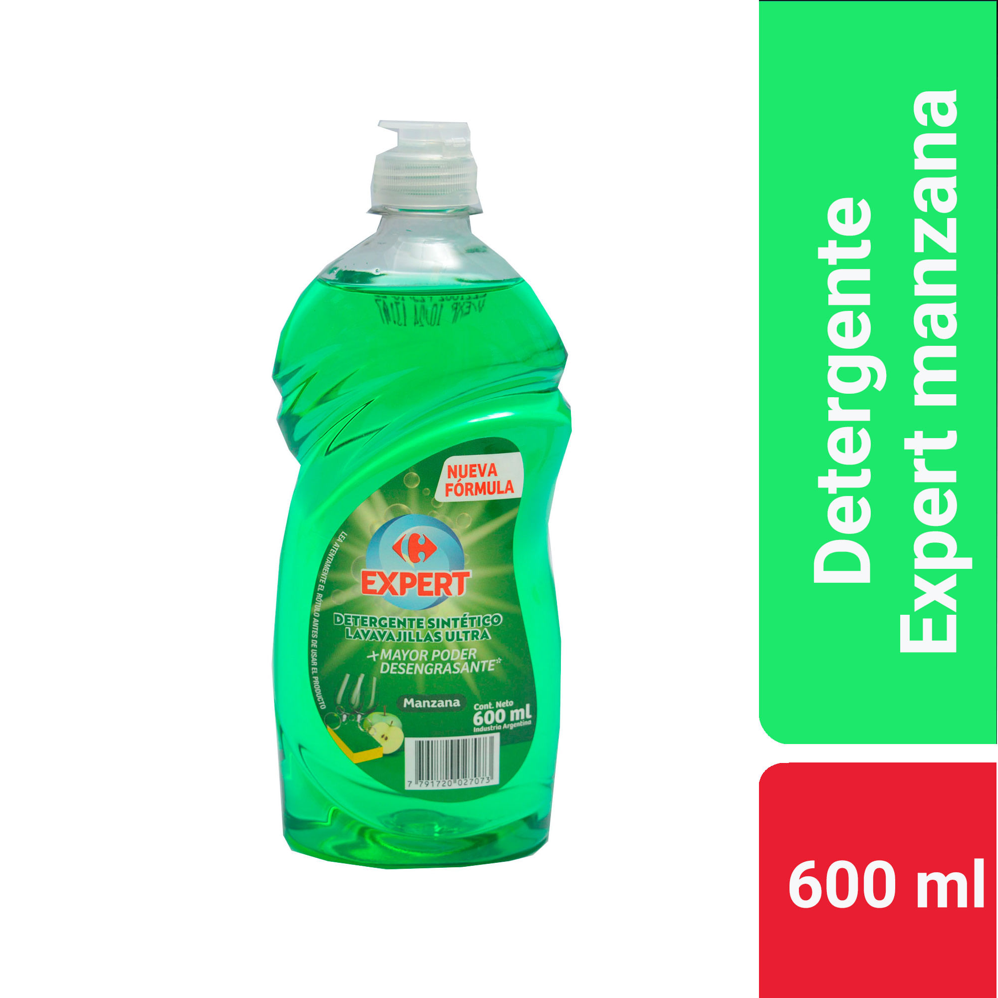 Detergente ultra Carrefour expert manzana 600 cc.