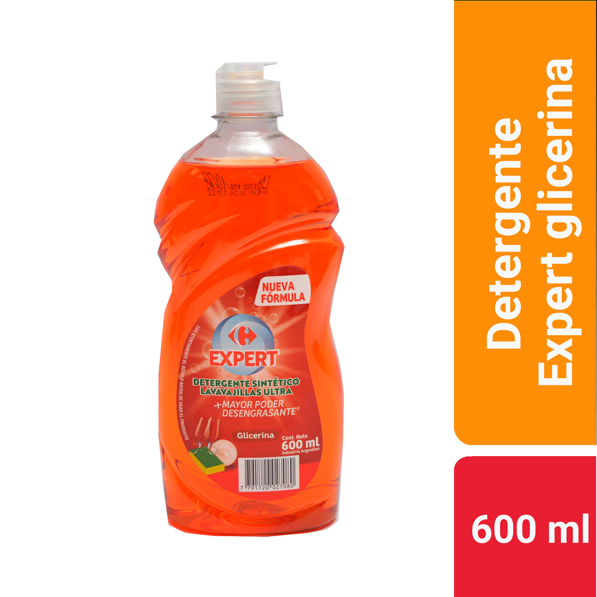 Detergente ultra Carrefour expert glicerina 600 cc.