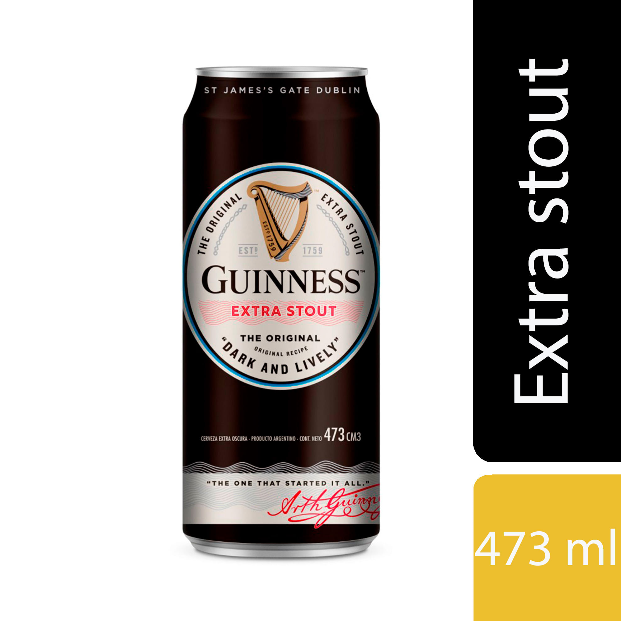 Cerveza Guinnes Extra Stout 473 ml