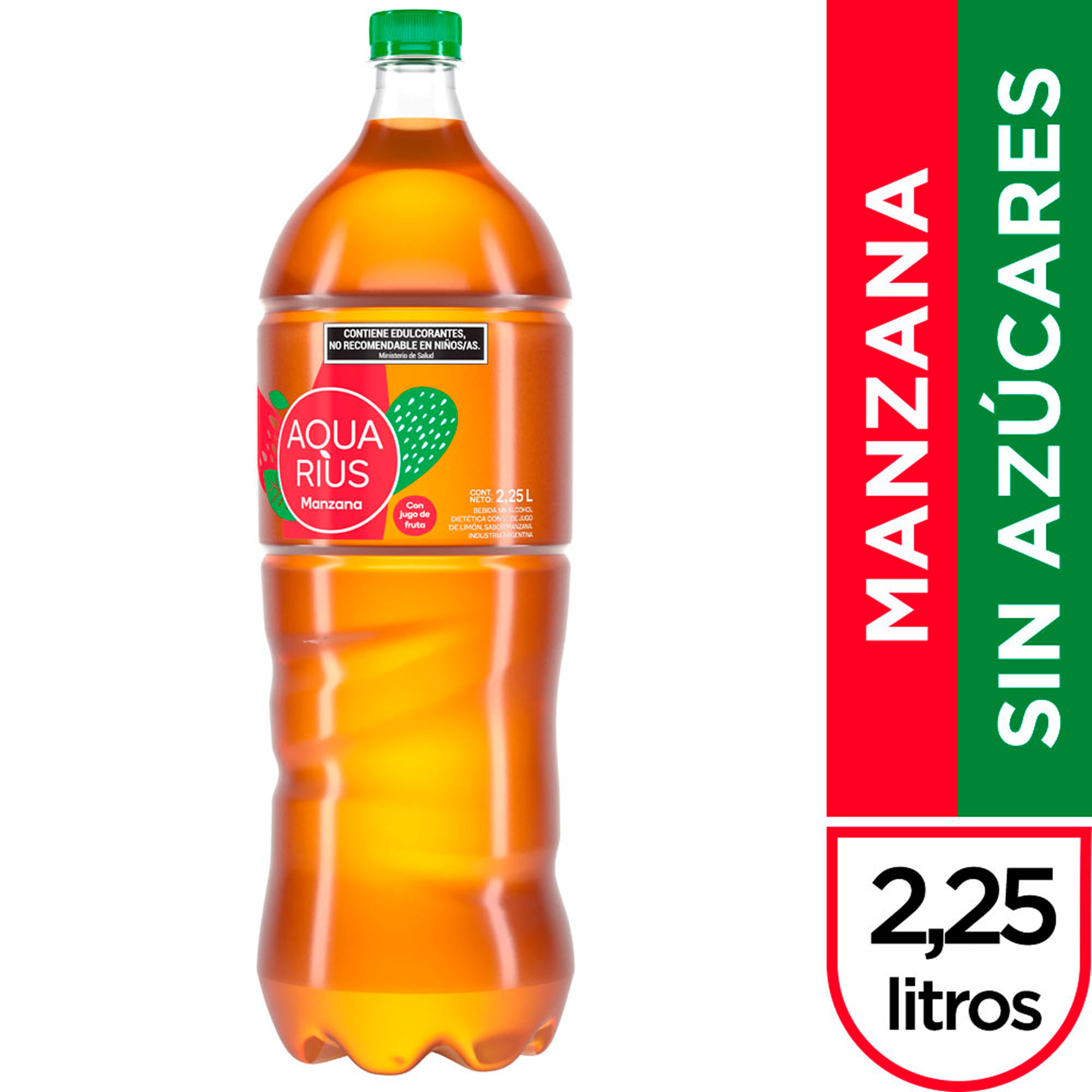 Agua saborizada de manzana Aquarius sin azúcares 2,25 lts