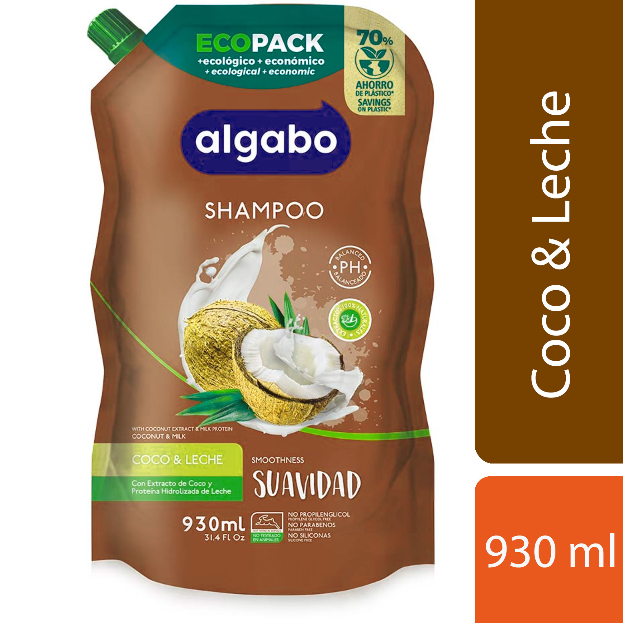 Shampoo Algabo suavidad eco pack 930 cc.