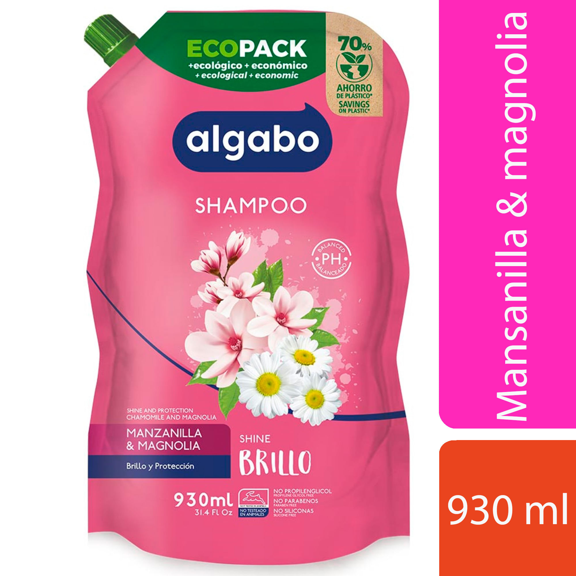 Shampoo Algabo brillo eco pack 930 cc.