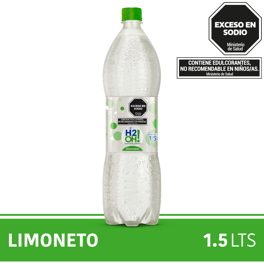 Agua saborizada limoneto H2OH con gas 1,5 lts