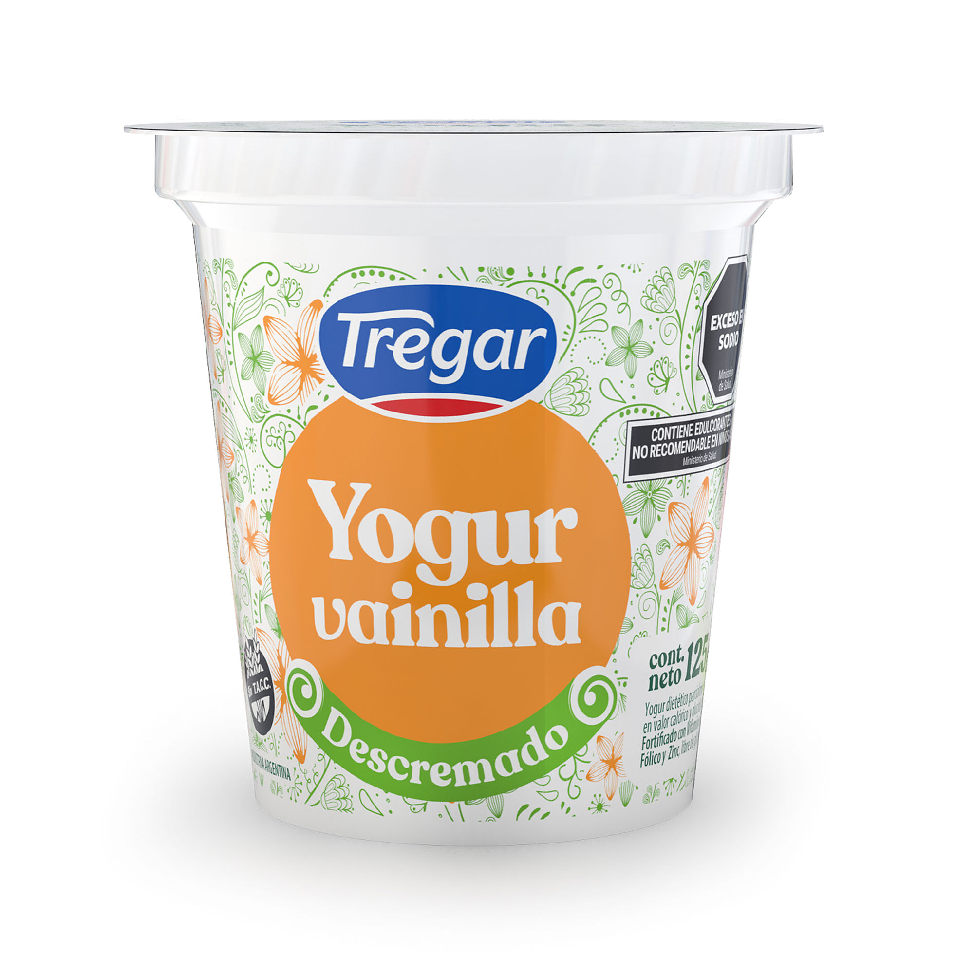 Yogur descremado firme Tregar de vainilla 125 g.
