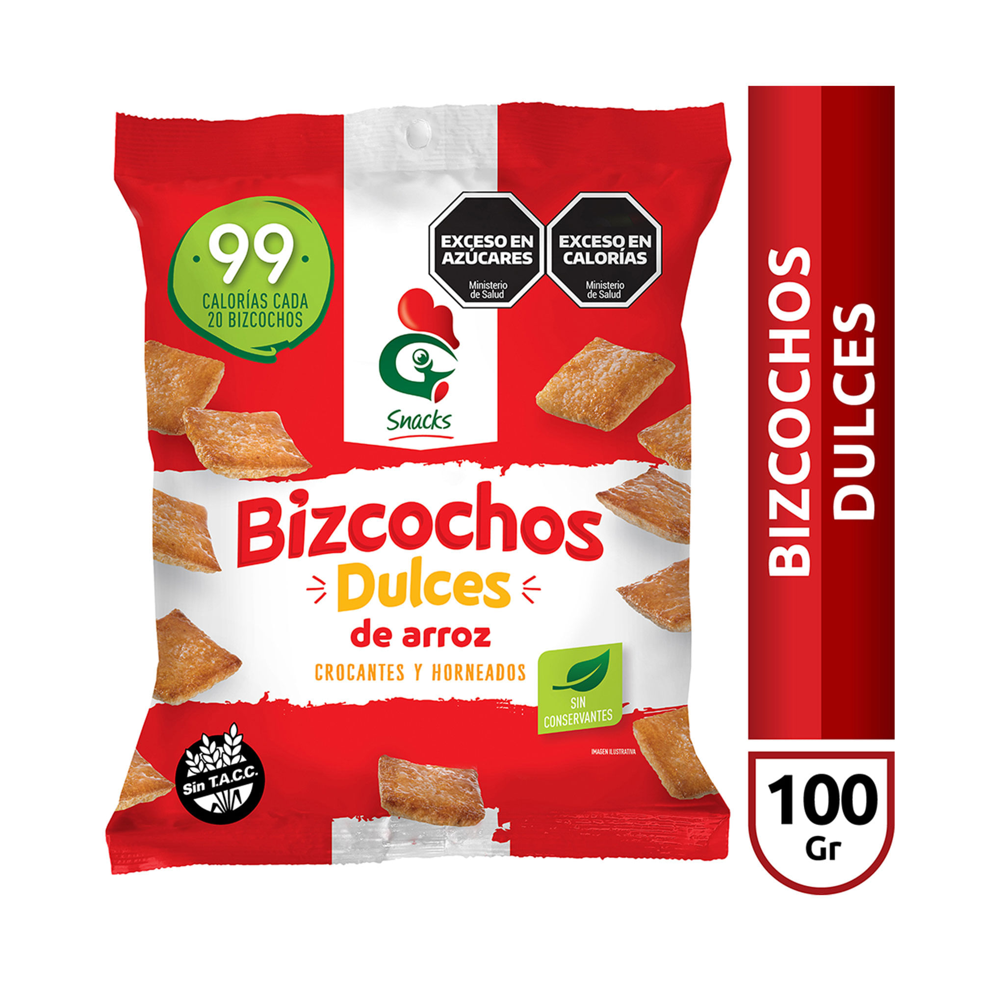 Bizcochos de arroz dulce Gallo snacks en bolsa 100 g.