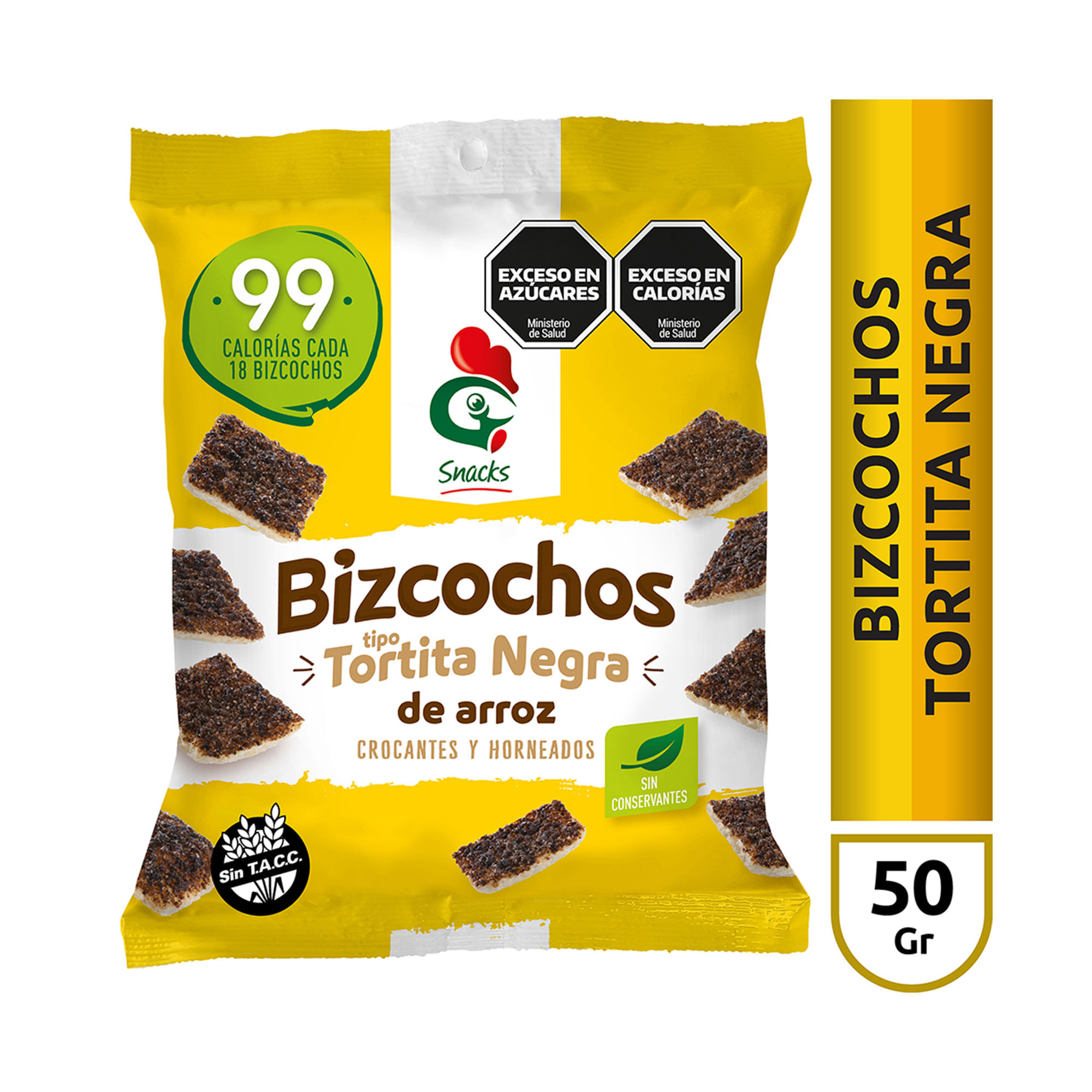 Bizcochos de arroz dulce Gallo snacks tortita negra 50 g.
