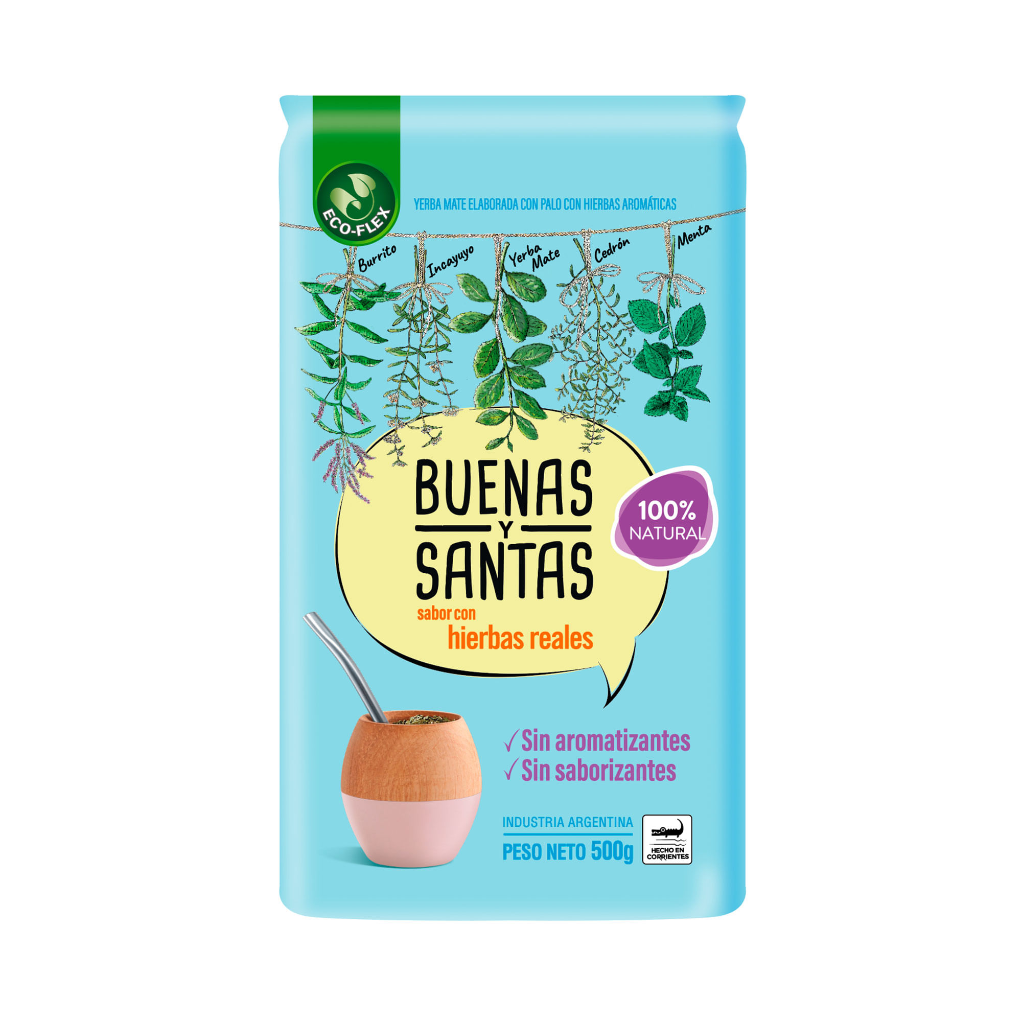 Yerba mate sabor hierbas Buenas y Santas 500 grs