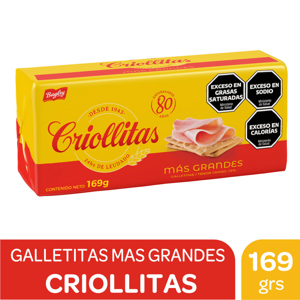 Galletitas crackers más grande Criollitas 169 g.