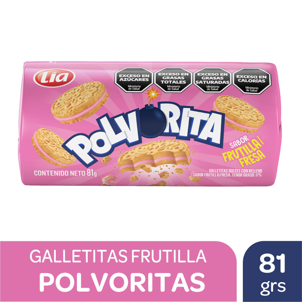 Galletitas Polvorita vainilla rellenas frutilla 81 g.