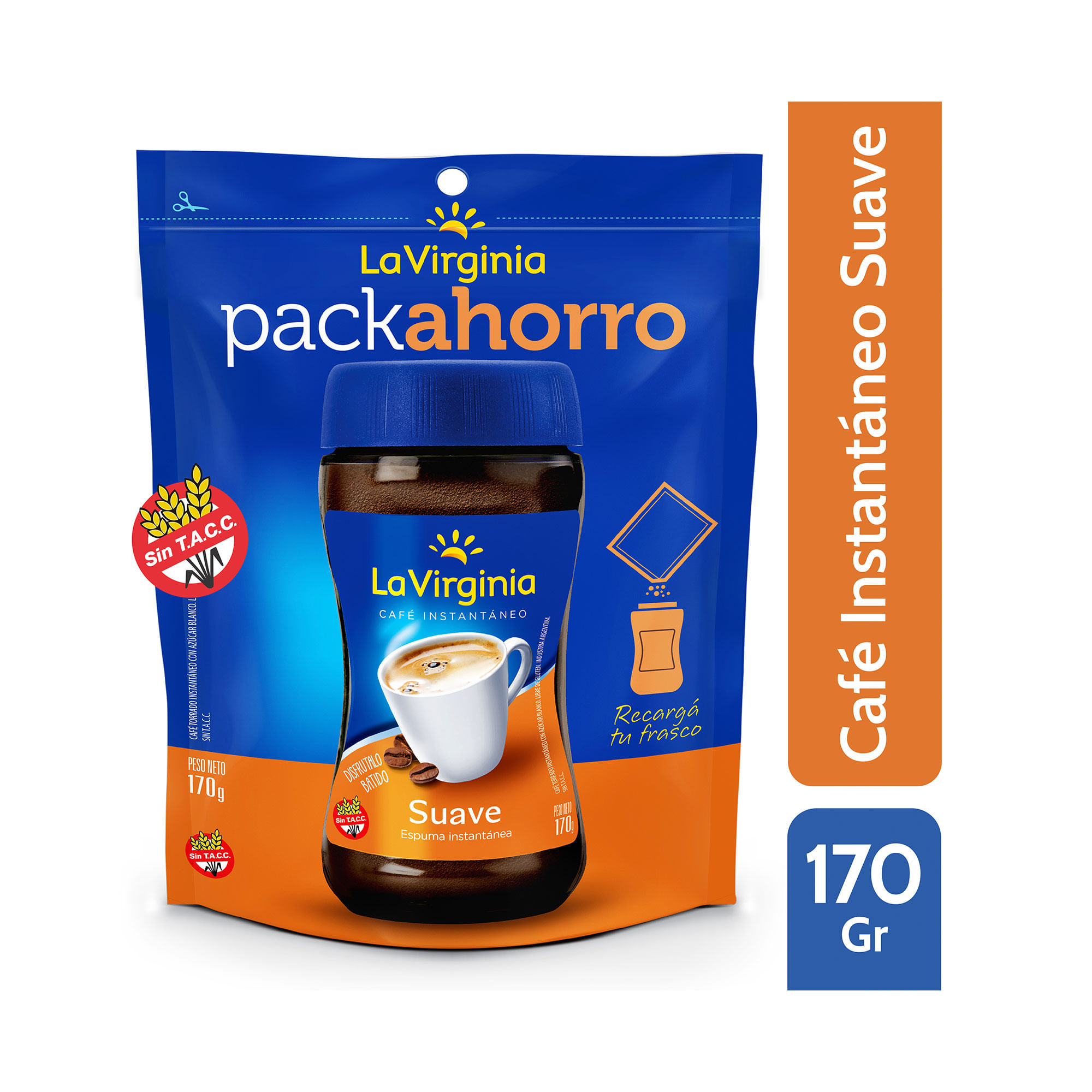 Café instantáneo suave La Virginia doy pack 170 g.